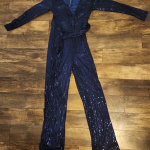 Elegant Navy Sequin Jumpsuit